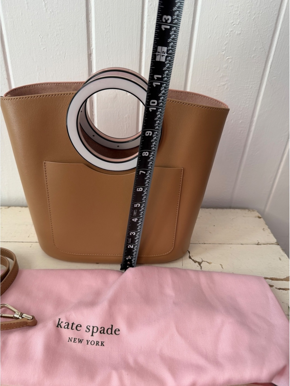Kate Spade New York Two-Tone Leather Bucket Bag with Detachable Strap and Dust P - Picture 8 of 8
